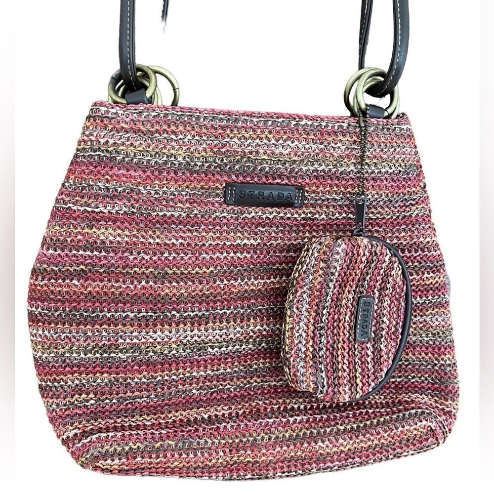 STRADA woven shoulder bag with small change purse